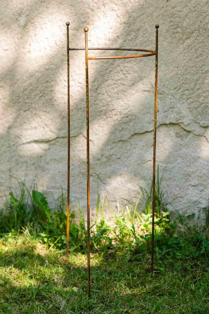2er Set Staudenhalter halbrund, Höhe 90cm, Breite 55cm Roheisen/Rost