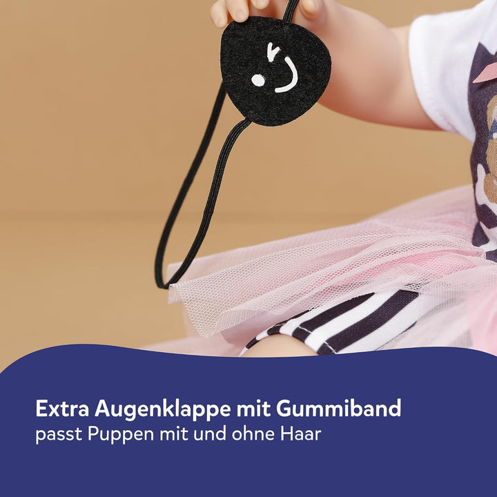 Baby Born Piratenmädchen-Outfit mit Kleid, Hose, Kopftuch und Augenklappe für 43cm Puppen
