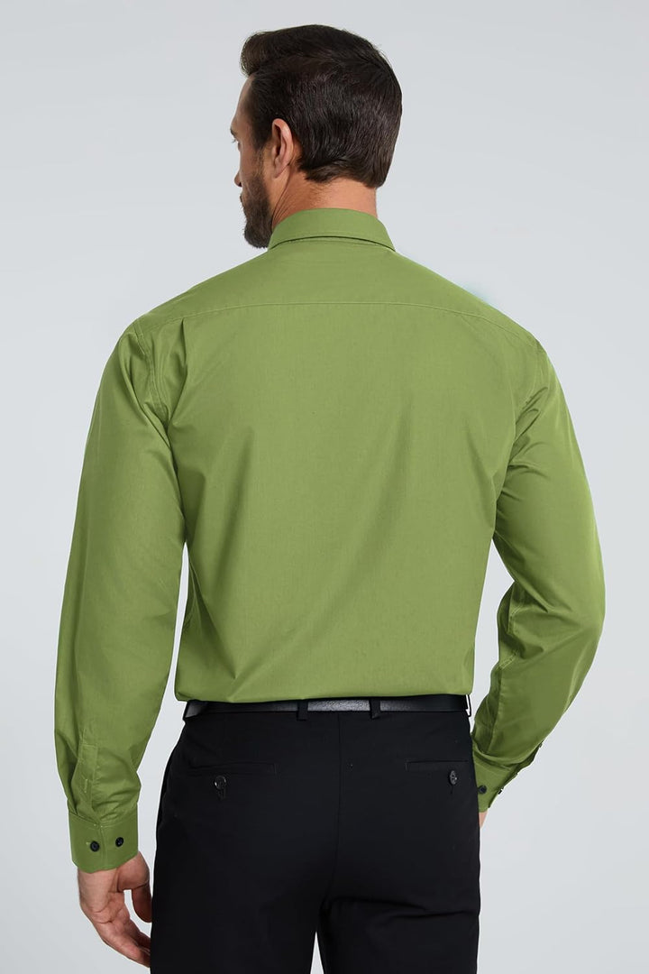 HISDERN Herrenhemd mit Krawatte und Einstecktuch, klassisches Button-Down-Shirt, passende Krawatte u