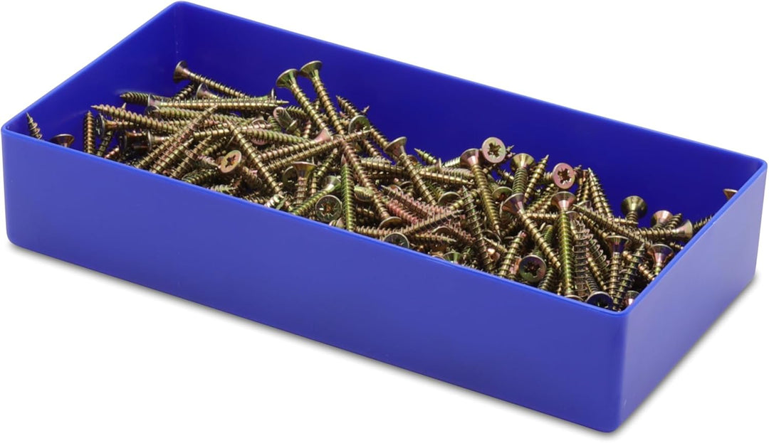 1a-TopStore 25 Stück Einsatzkasten Serie E40, farblich sortiert, 5 Farben u. 4 Grössen, aus Polystyr