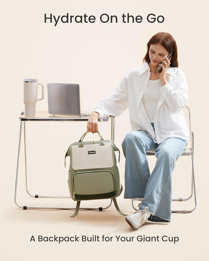 LOVEVOOK Laptop Rucksack Damen, 15,6 Zoll Schulrucksack Teenager für Grosse Trinkflasche, Travel Bac