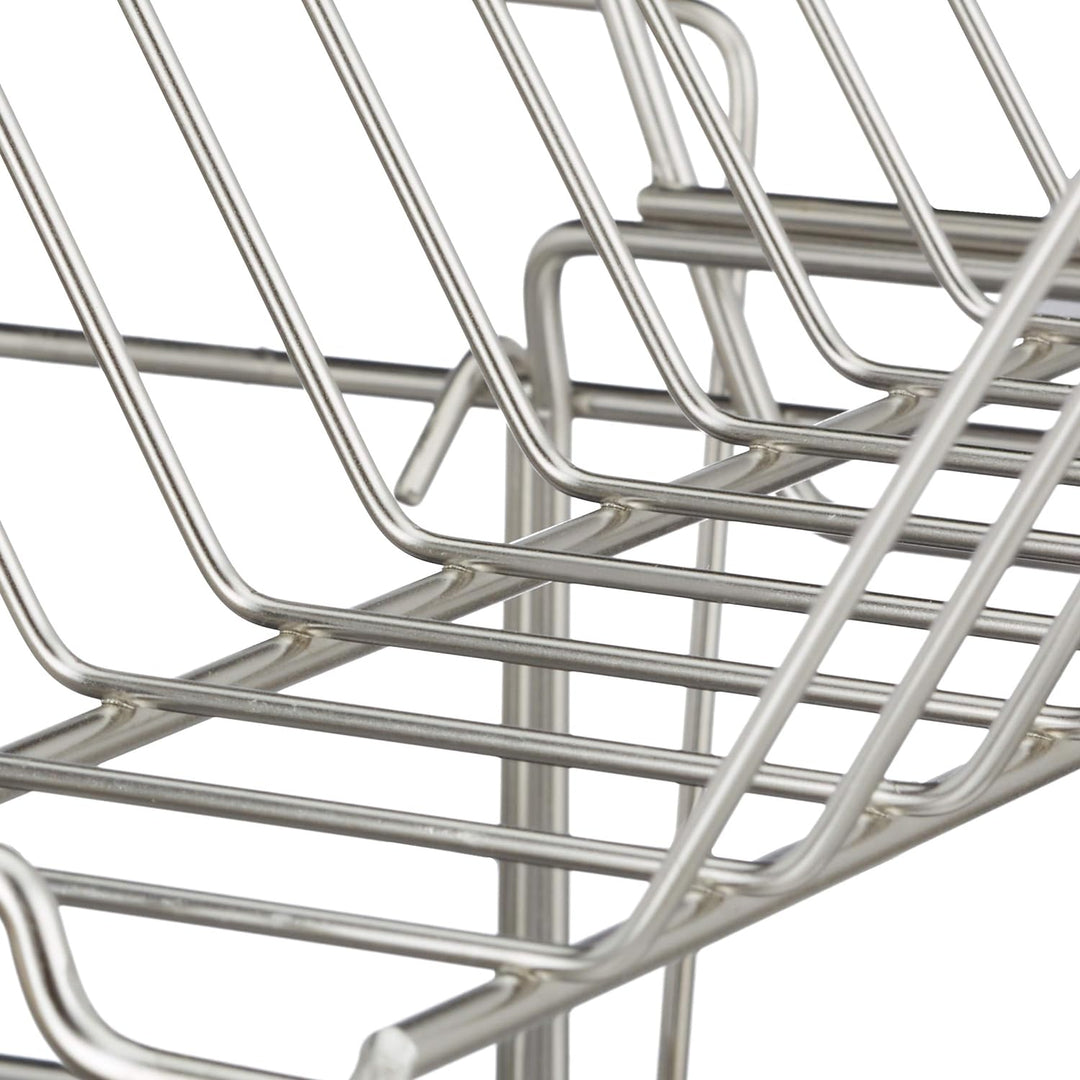 Relaxdays Abtropfgestell, Mit Besteckhalter, Abtropfgitter, Abtropfschale Edelstahl, Robust, HBT: ca