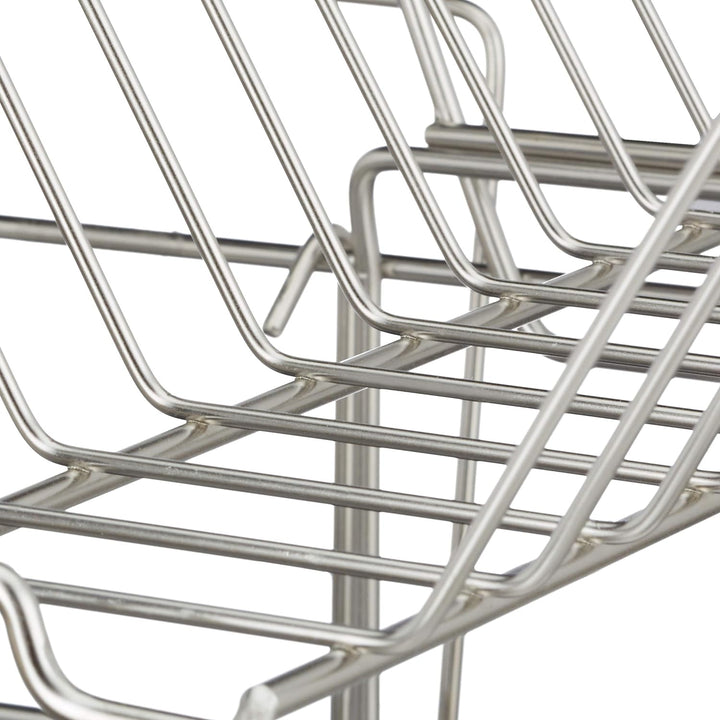 Relaxdays Abtropfgestell, Mit Besteckhalter, Abtropfgitter, Abtropfschale Edelstahl, Robust, HBT: ca