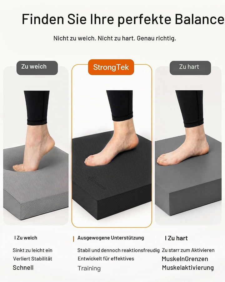 StrongTek Professionelle Schaum-Balance-Matte – 40 x 33 x 5 cm, hochdichter rutschfester TPE-Schaum,