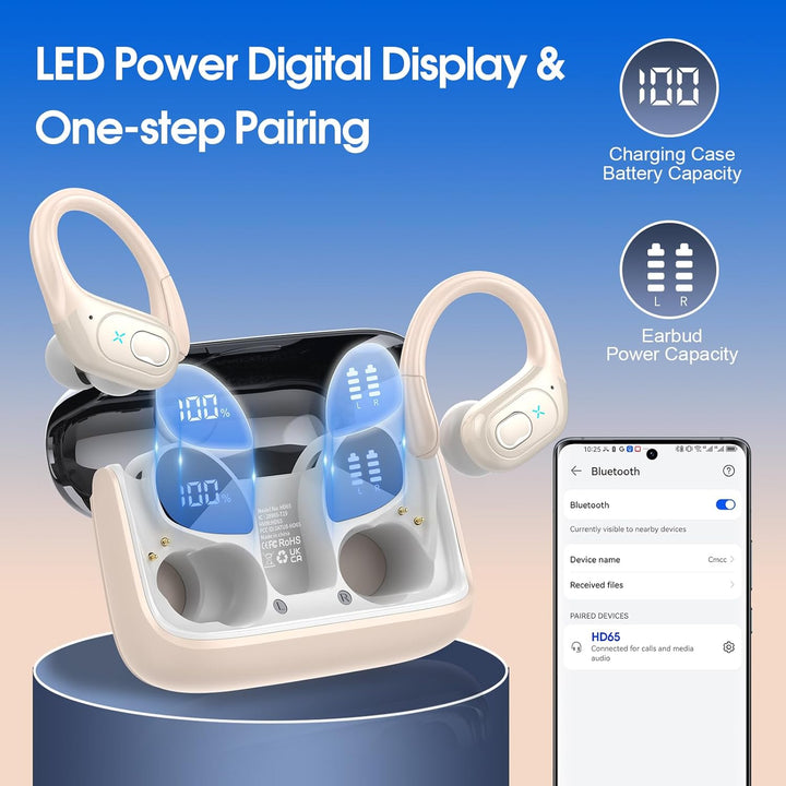 Aptkdoe In Ear Kopfhörer Kabellos Sport, Bluetooth 5.4 Kopfhörer mit ENC Mic, 75 Std Spielzeit, Anpa