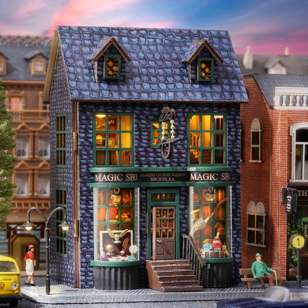 CUTEROOM Miniatur Haus, DIY Puppenhaus Set aus Holz, Mini Hausbau-Set mit Möbeln und LED Licht, Gebu