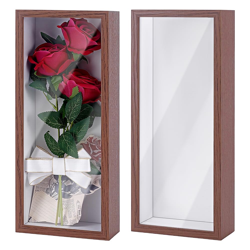 2 Stück Schattenbox Displaykasten 36.6x15.5x6.5cm Rechteckiger MDF Schattenboxrahmen Mit Nagelaufhän