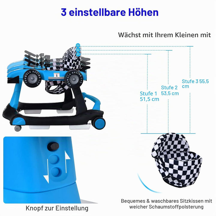 LIFEZEAL Lauflernhilfe Baby Höhenverstellbar &amp; Klappbar, 3 in 1 Babywalker, Baby Gehfrei ab 6 Monate