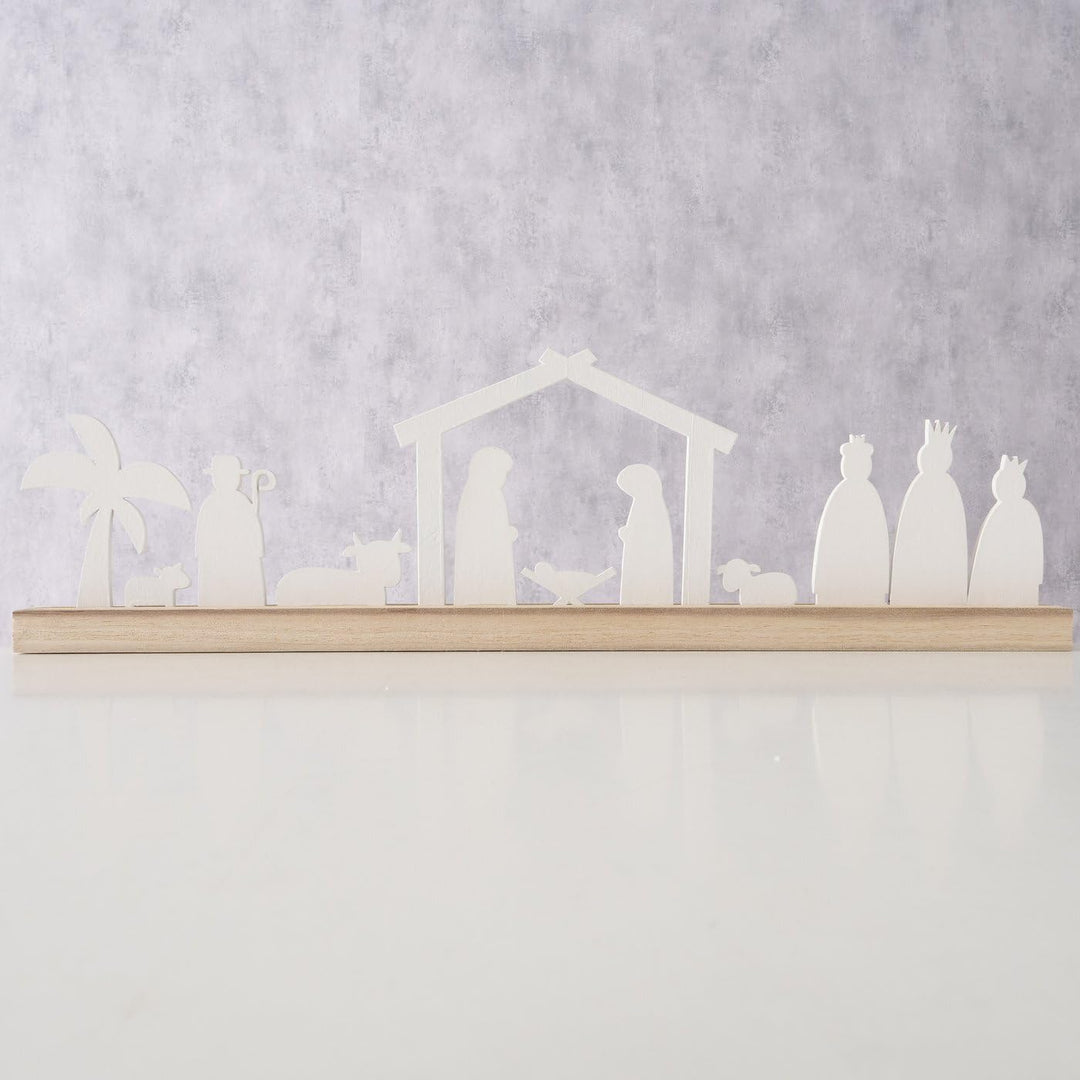 ReWu Krippe Weihnachts-Krippe Silos Krippenfiguren Holzschiene Weihnachten Christmas Wohndekoration