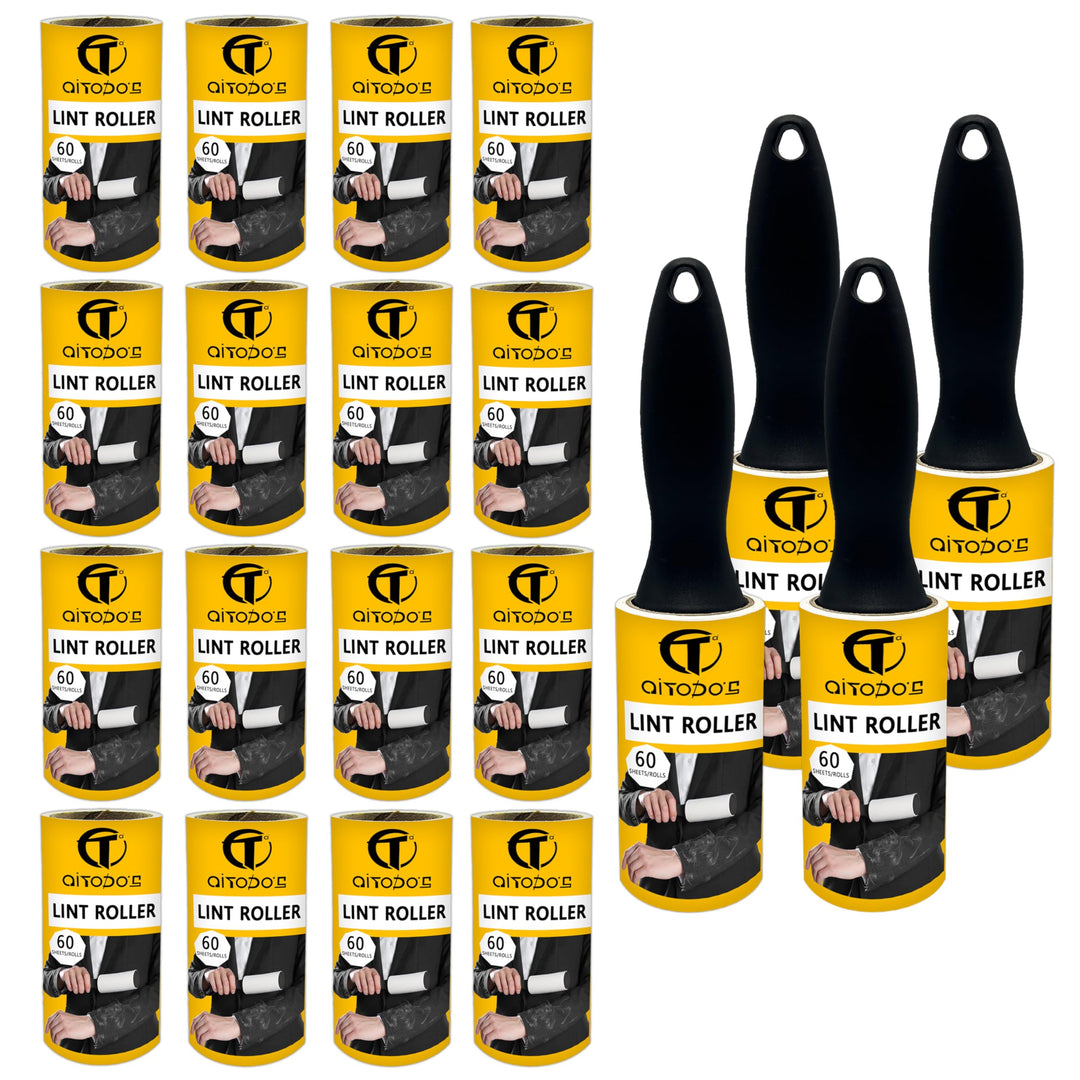 AiTodos 1200 Blatt Fusselrolle, 20 Rollen + 4 Griffe zum Entfernen von Kleidung, Sofas, Katzenhaaren