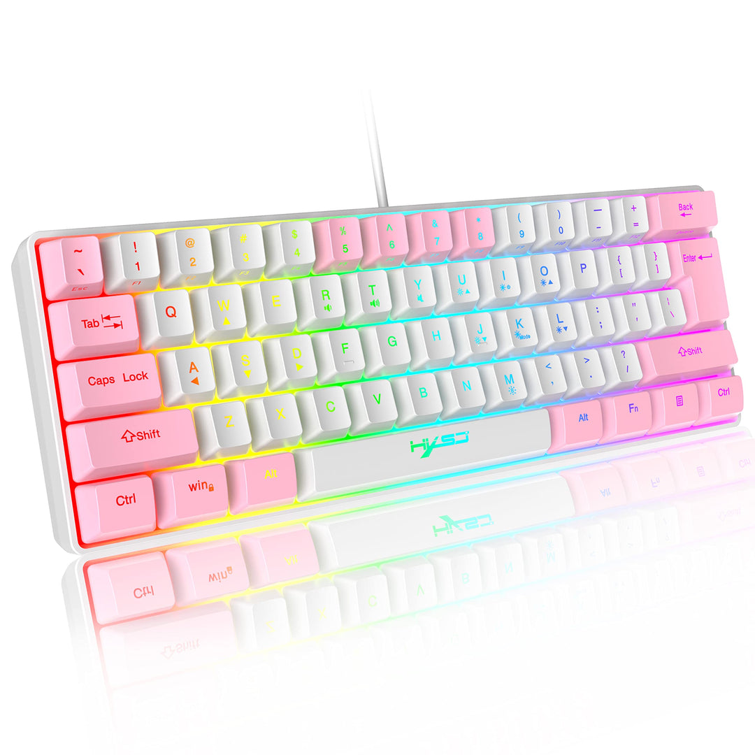 60 % kabelgebundene RGB-Gaming-Tastatur 61 Tasten tragbare Tastatur mit 11 RGB-Licht, schwimmende AB