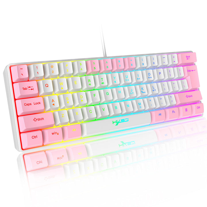 60 % kabelgebundene RGB-Gaming-Tastatur 61 Tasten tragbare Tastatur mit 11 RGB-Licht, schwimmende AB