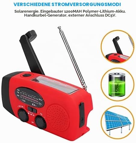 Solar Radio, Solar Dynamo Kurbel Radio FM AM NOAA Tragbares Outdoor Kurbelradio, LED Licht Notfallra