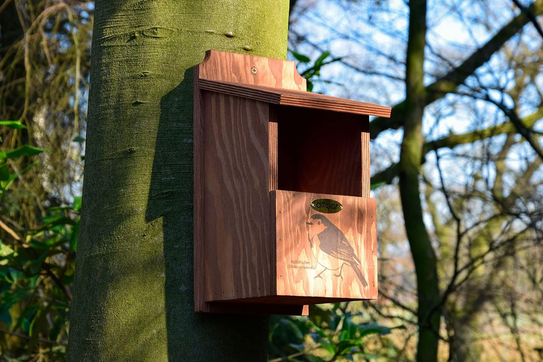 dobar® green label 22366FSCe Nistkasten "Rotkehlchen" - Halbhöhlenkasten aus Holz - Nisthilfe für Ha