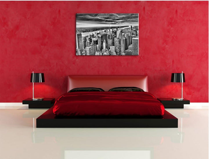 Pixxprint Skyline New York als Leinwandbild/Grösse: 100x70 cm/Wandbild/Kunstdruck/fertig bespannt, 1