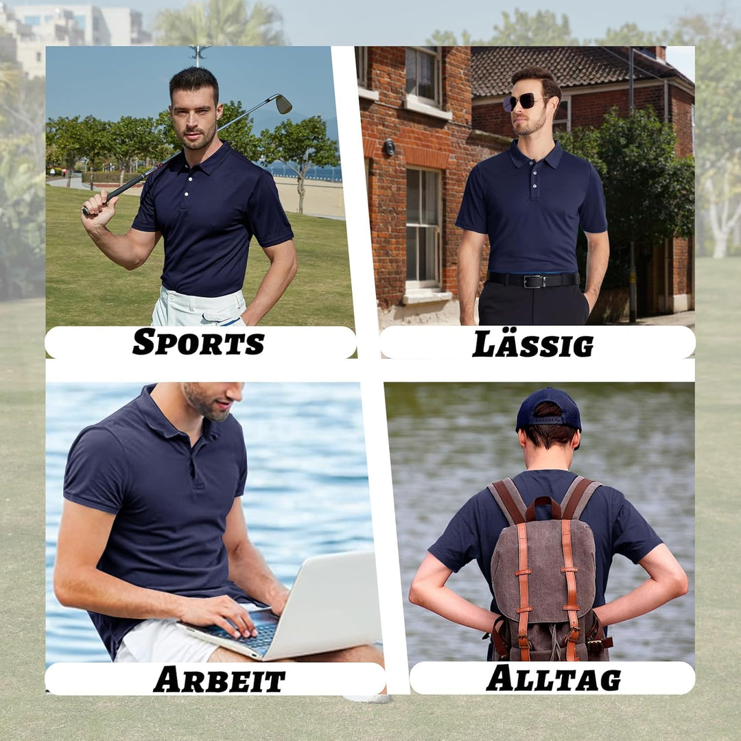 KEFITEVD Herren Poloshirt Kurzarm Golf T-Shirt Schnelltrocknend Atmungsaktiv Funktionsshirt Regular-