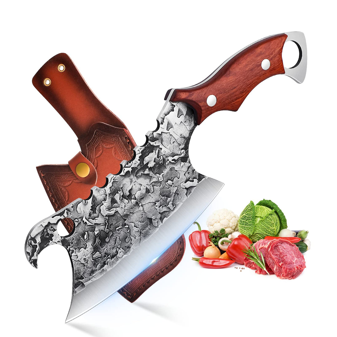 Dragon Riot Hackmesser mit Holzgriff, Küchenmesser Scharf Hackbeil Kochmesser Profi Messer Handgesch