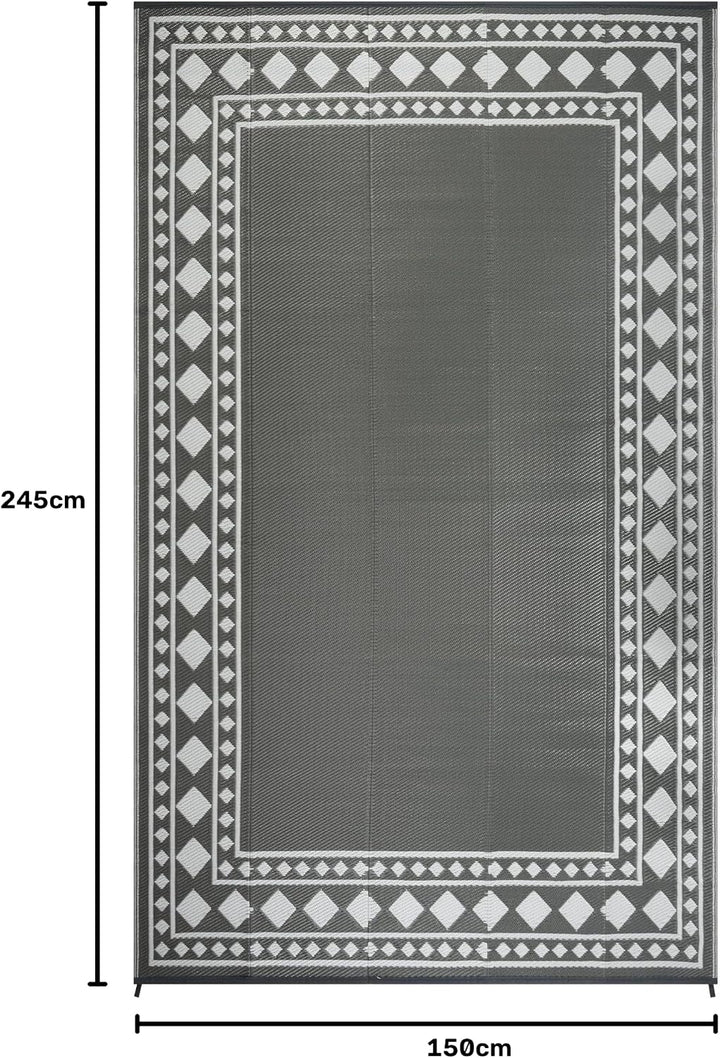 Homcomodar Outdoor Teppich Wetterfest 150x245cm Wendbarer Balkon Teppich Wasserdurchlässig Vorzeltte