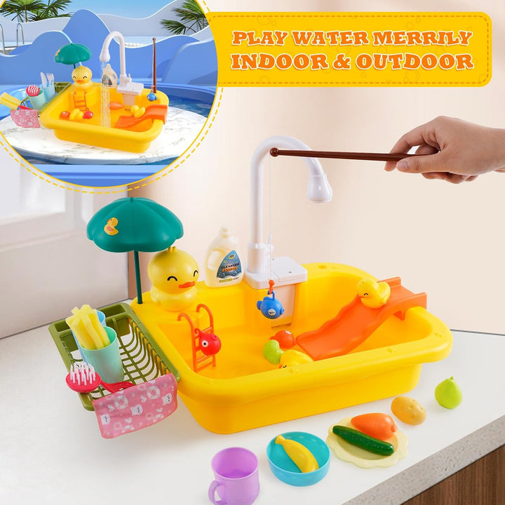 Wasserspielzeug Kinder Outdoor, Küchenspülbecken Spielset fliessendem Wasser | Geschirrspülbecken-Sp