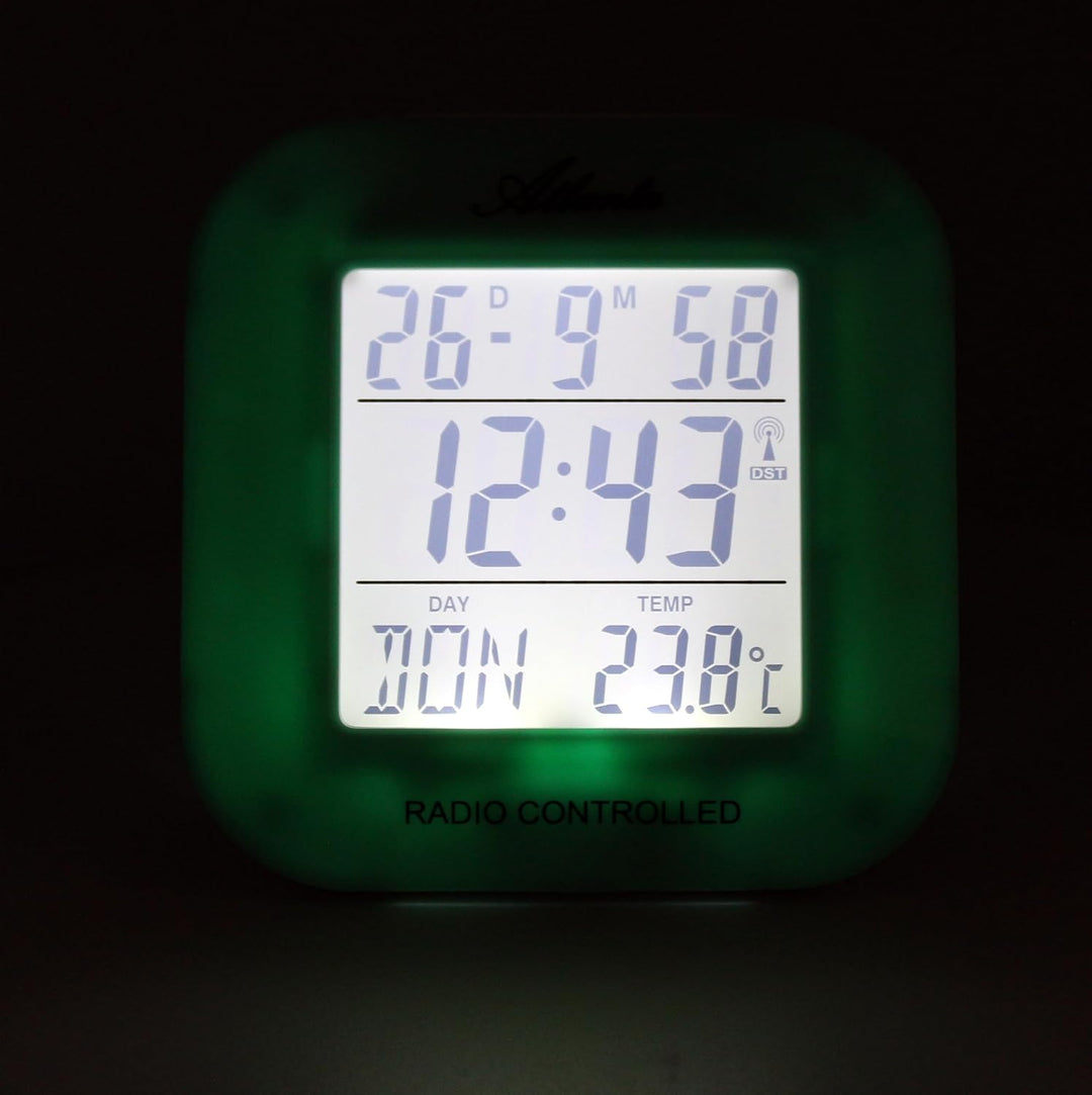 Atlanta LCD Funkwecker Digital Anzeige Licht Snooze Temperatur - 1894/6 (Grün), Grün