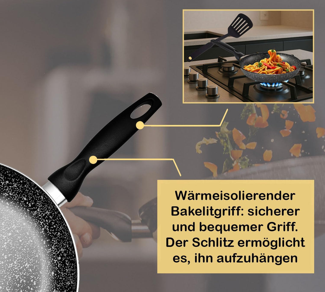 RollitPop Wok-Antihaftpfanne Ø 28 cm aus Aluminium, Made in Italy, leicht zu reinigen, perfekte Anti