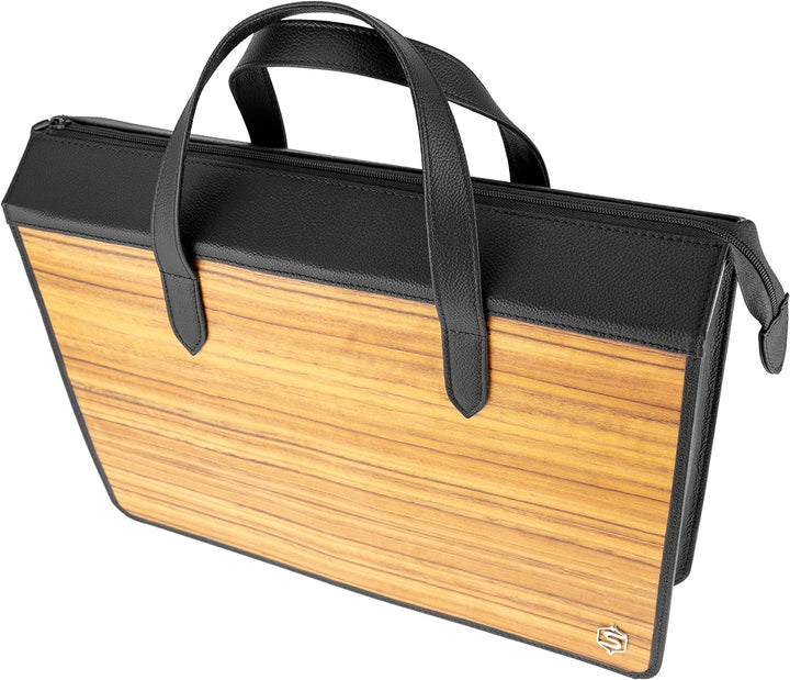Laptop-Tasche James | Gefertigt aus Echtholz Typ Amazaque und Rindleder | Notebook-Tasche 15" Schwar