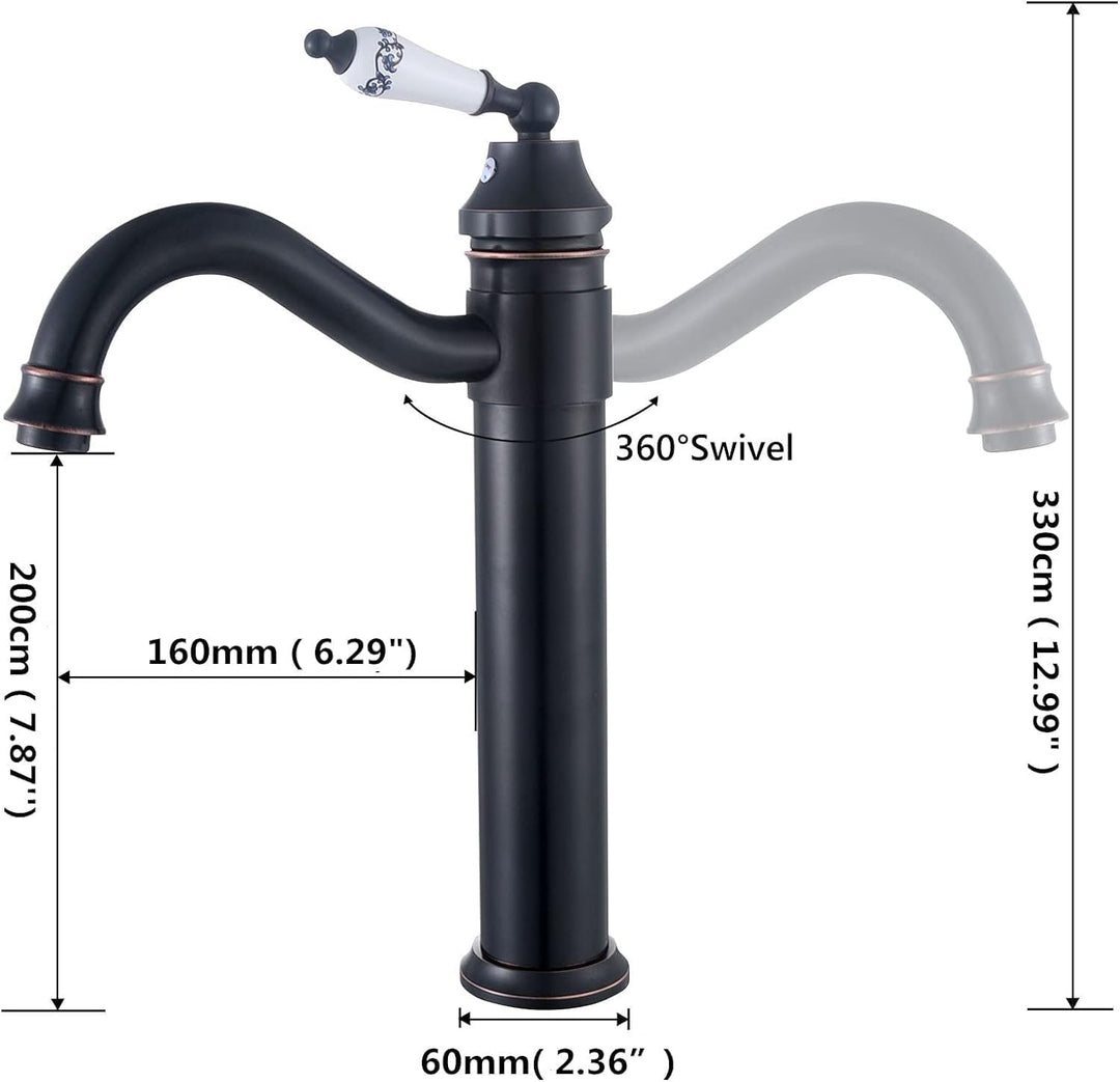 Namuoto Wasserhahn Bad Schwarz, Kann um 360 ° Gedreht Werden Waschtischarmatur Hoch für Bad, Einhand