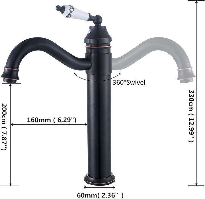 Namuoto Wasserhahn Bad Schwarz, Kann um 360 ° Gedreht Werden Waschtischarmatur Hoch für Bad, Einhand