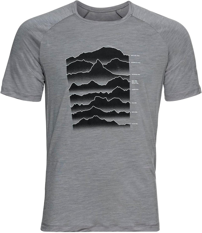 Odlo Herren T-Shirt Crew Neck S/S Ascent Pw 130 Swiss Peaks T-Shirt XL Grey Melange, XL Grey Melange