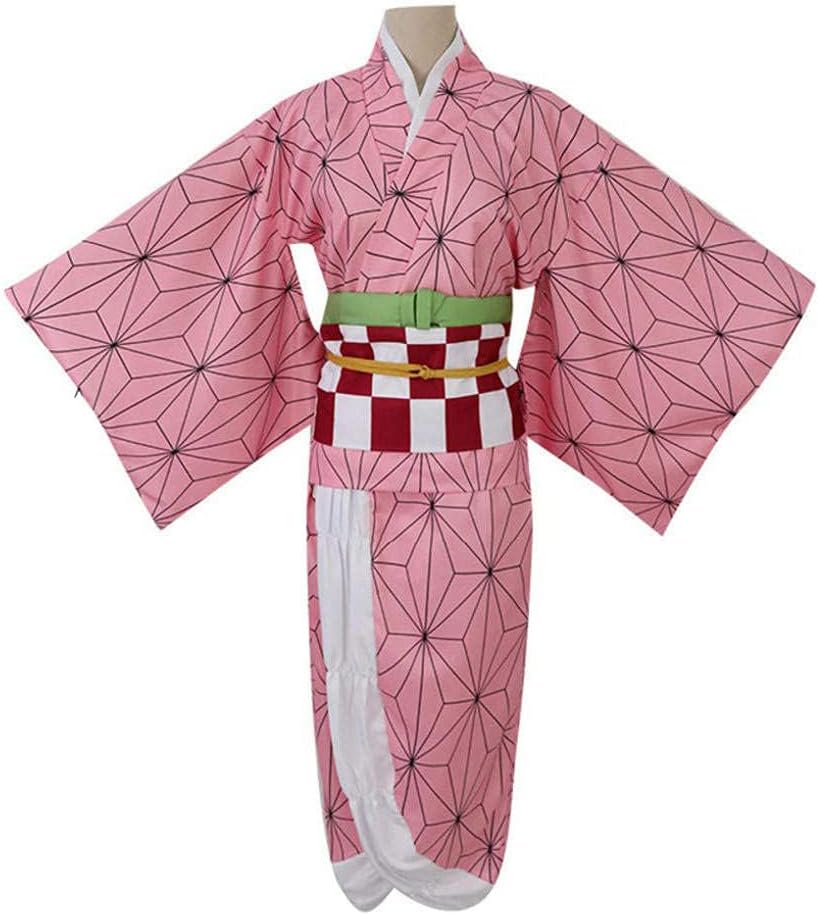 kelihood Japanischer Anime Demon Slayer Cosplay: Kamado,Nezuko-Cosplay Kostüm Kimono Set Anime Cospl