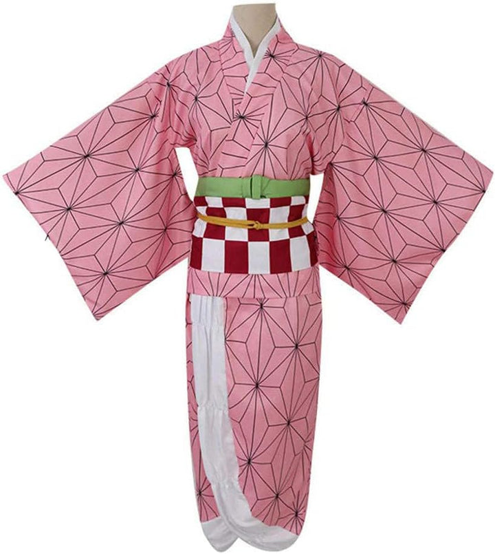 kelihood Japanischer Anime Demon Slayer Cosplay: Kamado,Nezuko-Cosplay Kostüm Kimono Set Anime Cospl