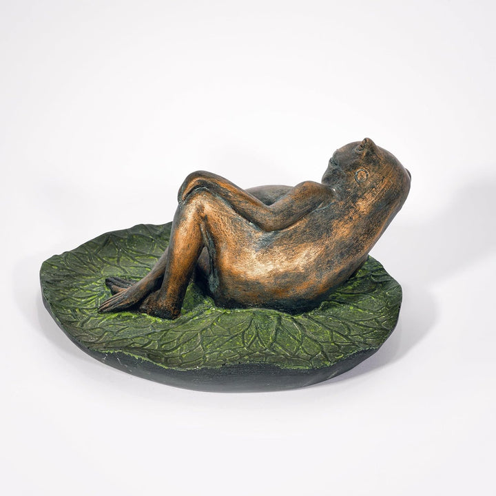 Esotec Solar Wasserspeier Set Frosch liegend auf Seerosenblatt, Pumpe, Solarmodul, Teichfigur, Garte