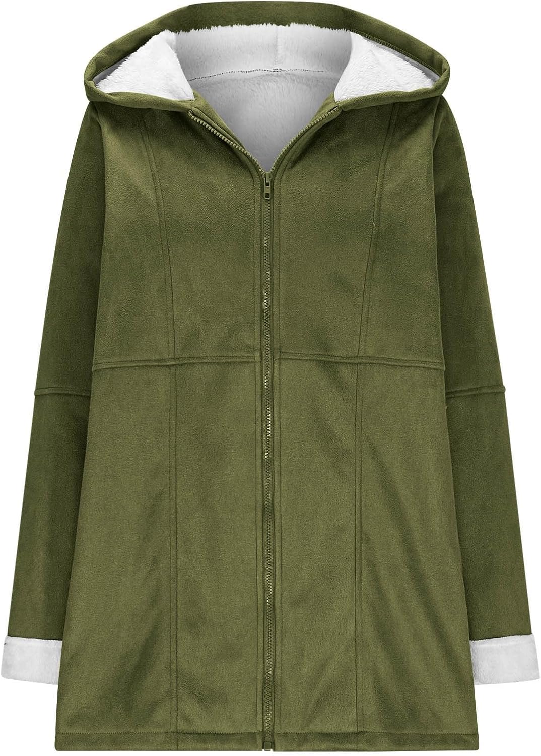 Ansenesna Winterjacke Damen Lang Warm Gefüttert Wintermantel Elegant Mit Kapuze Wildleder Jacke Wint