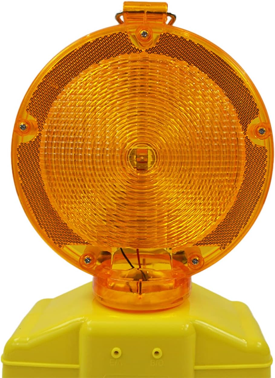 1 x siwitec LED Baustellenleuchte gelb inkl. 2 x Blockbatterien Typ 4R25 6V 7Ah, LED Warnleuchte für