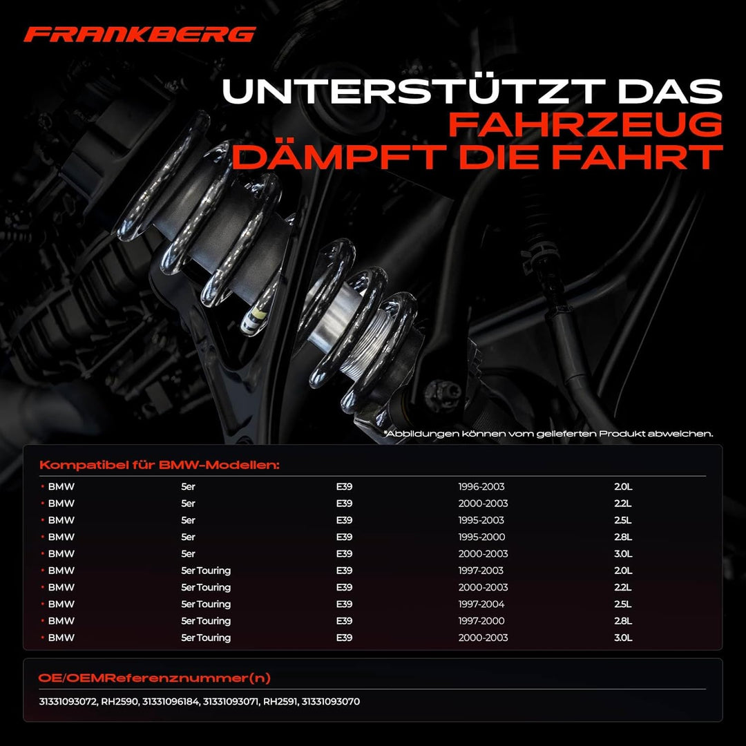 Frankberg 2x Federn Fahrwerksfeder Vorderachse Kompatibel mit 5er E39 520 523 525 528 530 SUV 1995-2