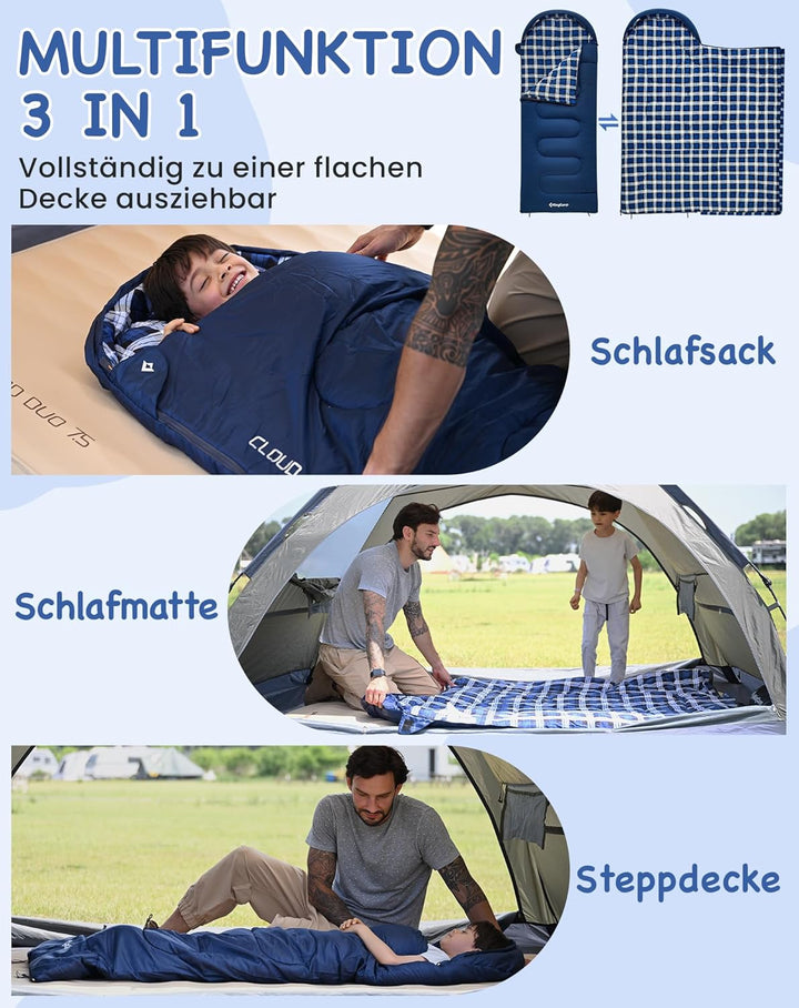 KingCamp Kinderschlafsack Schlafsack Winter Warmer Deckenschlafsack 3-4 Jahreszeiten für Kinder beim