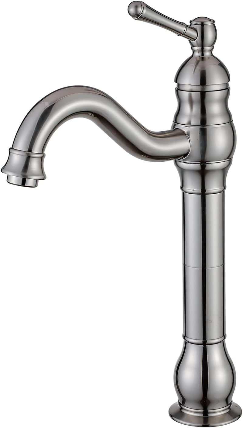 FWZZQ Wasserhahn Bad Hoch Retro, Waschtischarmatur Matt Gebürstet, 360° Drehbar Armatur Waschbecken,