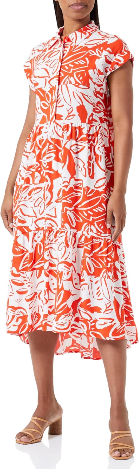 s.Oliver Damen Kleid lang 34 Orange 25a0, 34 Orange 25a0