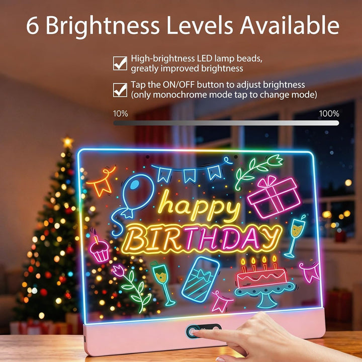 LED Zeichenbrett Wiederaufladbar mit RGB-Lichtern - 35cmx26cm Notiztafel aus kratzfestem Acryl,Led M