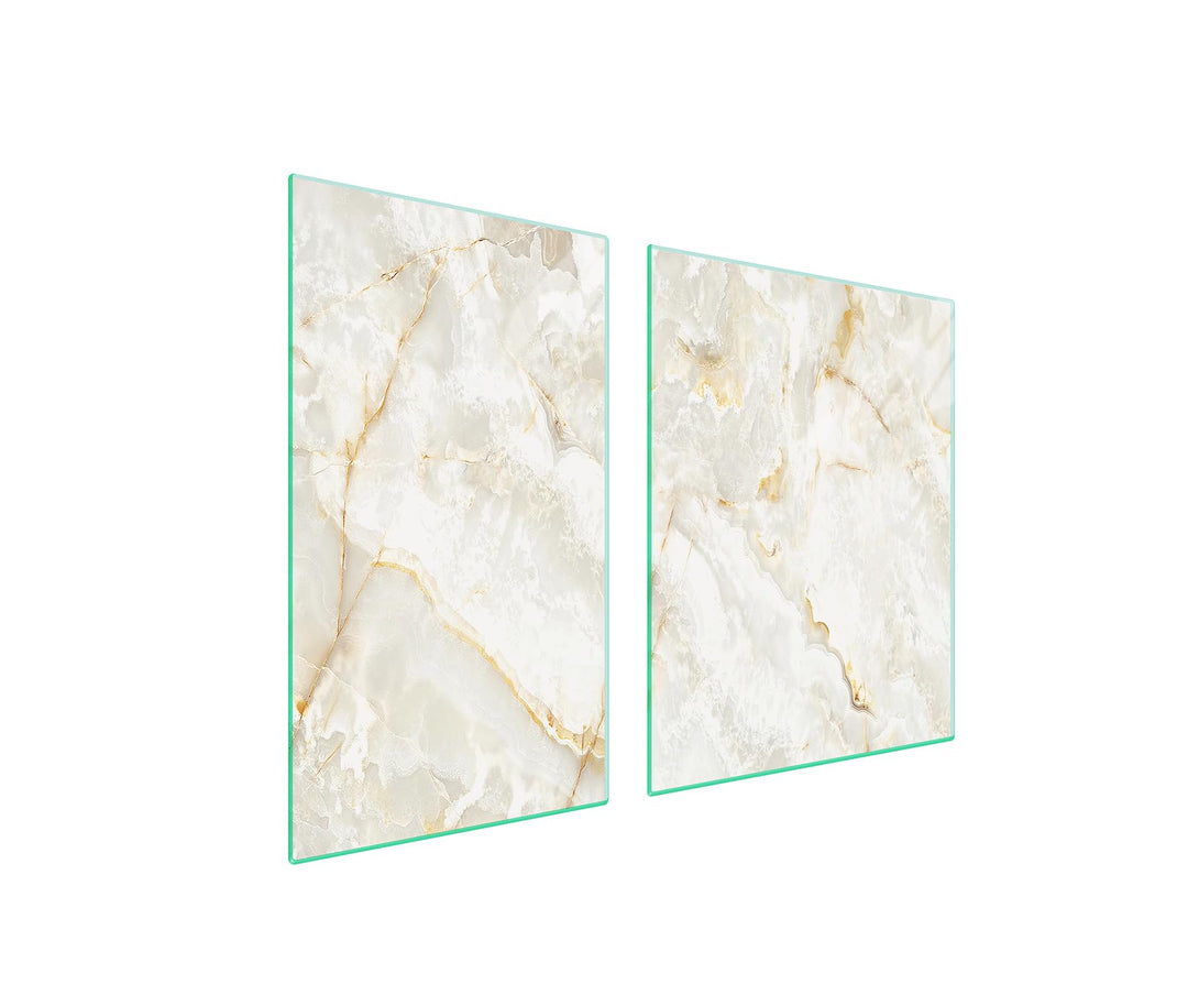 TMK ArtDeko Herdabdeckplatte 2 Teilig 40x52 + 60x52 cm - Spritzschutz Herdabdeckung – Herdschutz aus