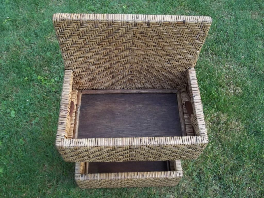 S Wandregal, Hängeregal aus Rattan-Peelgeflecht und Holz mit Aufhängung