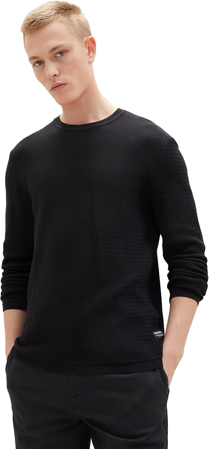 TOM TAILOR Denim Herren Basic Strickpullover XXL 29999 - Black, XXL 29999 - Black