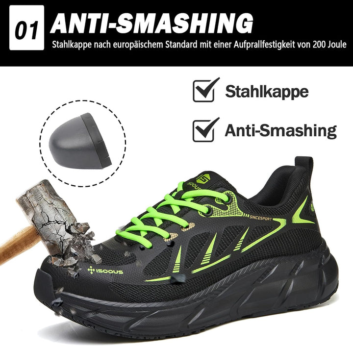 ISOOUS Arbeitsschuhe Herren Sicherheitsschuhe Damen Stahlkappenschuhe Sportlich Atmungsaktiv Schutzs