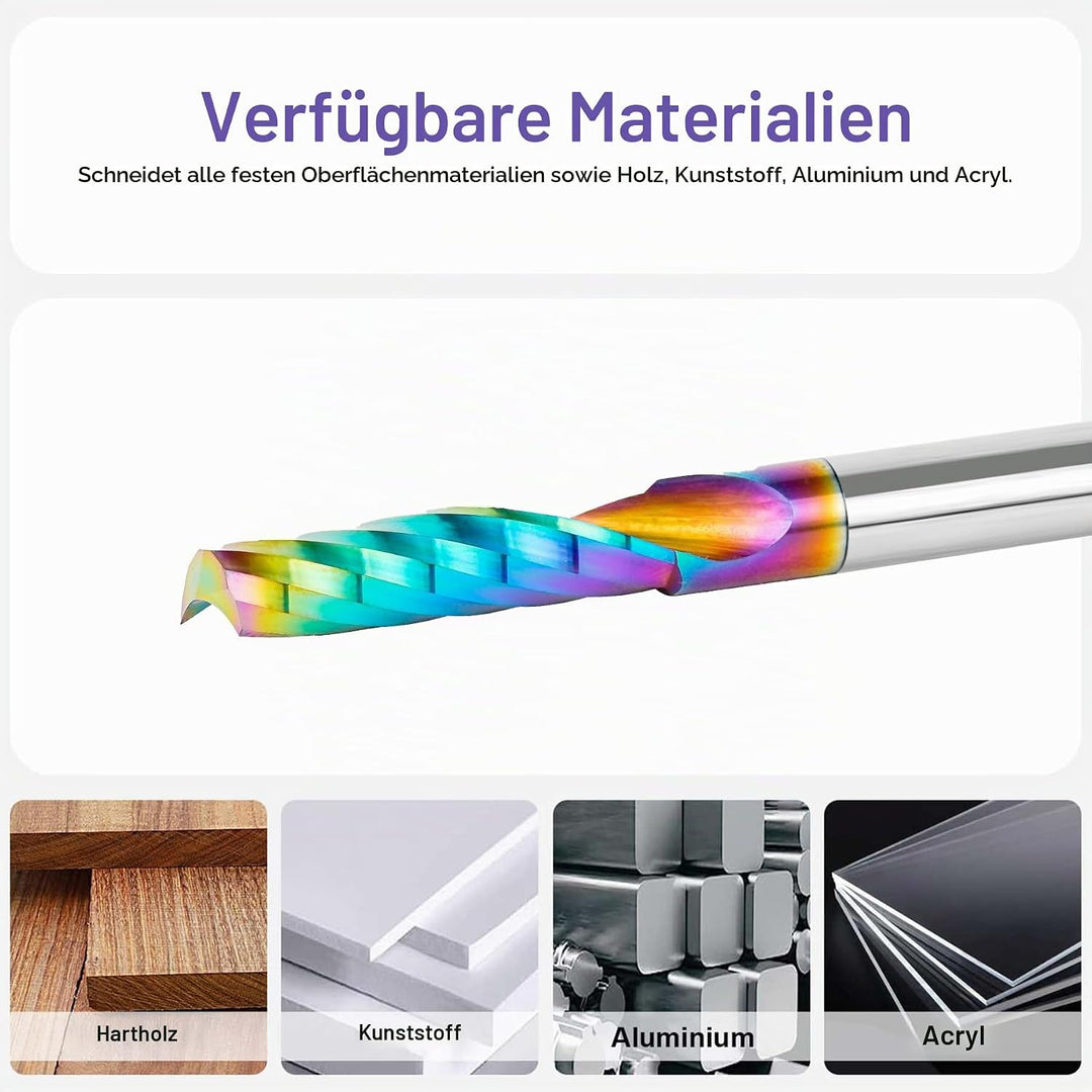 SpeTool Alu Fräser 8 mm Schaft CNC Holz VHM 32 mm Schnittlänge Schaftfräser mit DLC Beschichtung für
