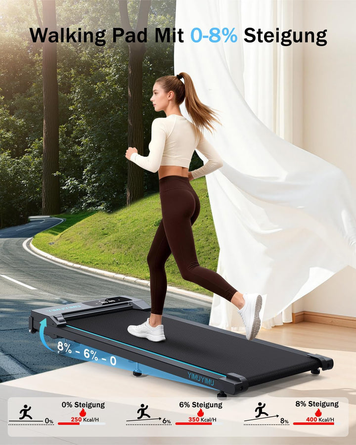 Walking Pad mit 0-8% Steigung, 10 km/h Laufband für Zuhause