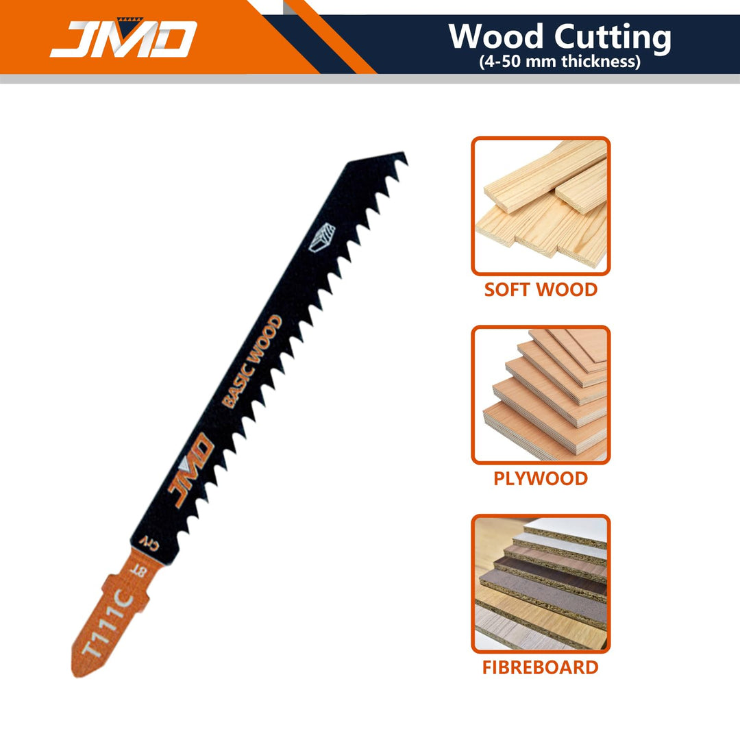 JMD 30 x T111C Holz Stichsägeblätter Set 100mm 8TPI Sägeblätter Stichsäge für Holz und Kunststoffsch