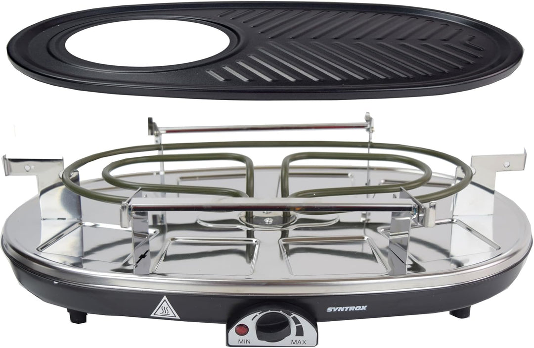 Syntrox Germany RAC-1500W-Appenzell Raclette-Fondue-Grill Syntrox Rundum Genuss Set mit viel Zubehör