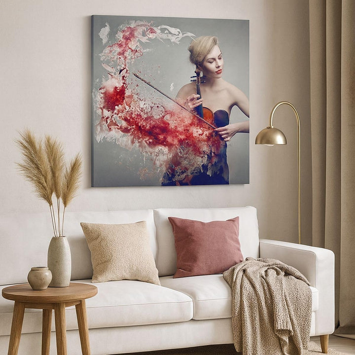Bilder auf Leinwand Frau Violine Musik Instrument Leinwandbild 60x60cm Wandbilder Dekoration Wohnzim