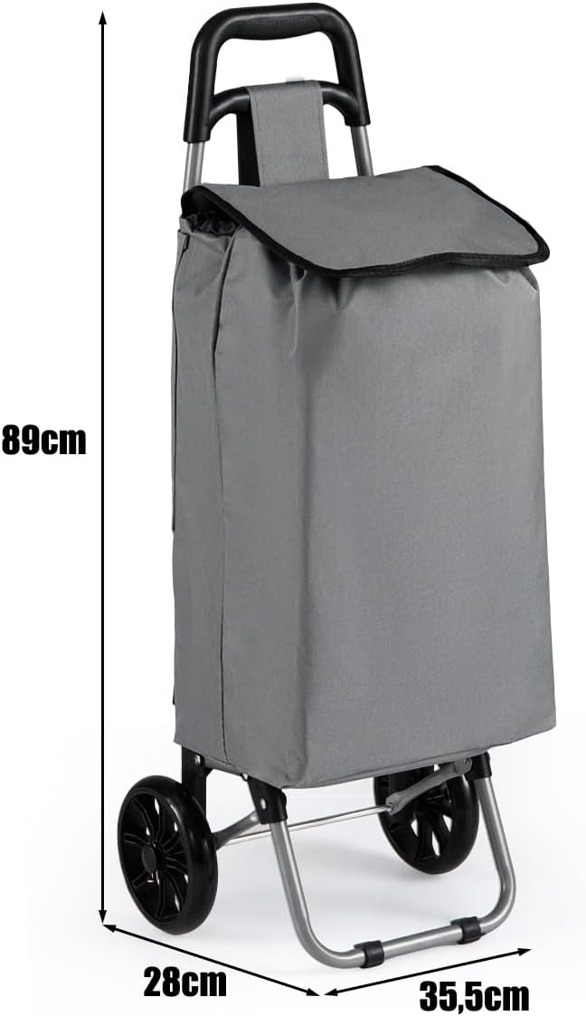 COSTWAY 35L Einkaufstrolley klappbar, Einkaufswagen mit Rollen, Einkaufsroller mit abnembarer Einkau