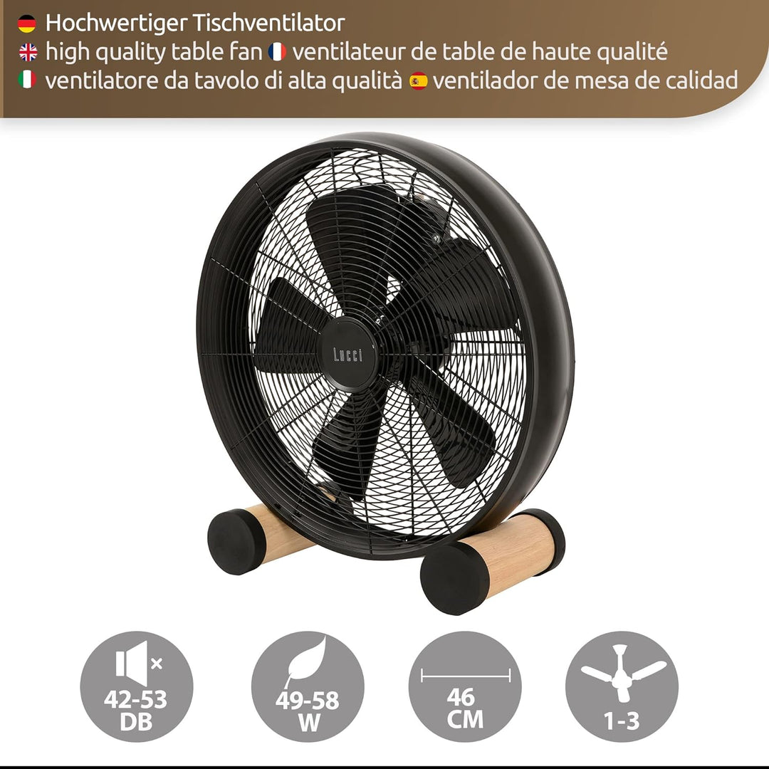 Lucci air Bodenventilator Breeze, mobiler Retro-Ventilator, kleiner Standlüfter mit 3 Geschwindigkei